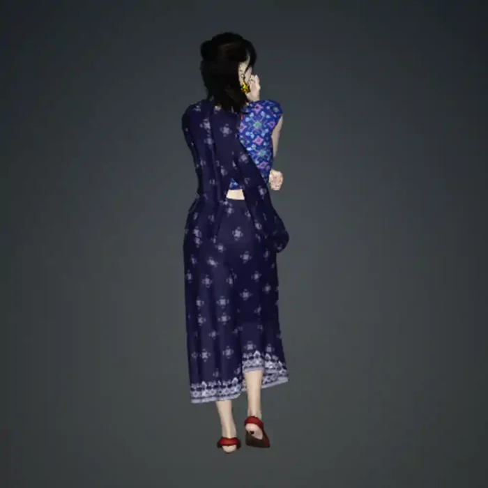 Indian Traditional Saree navy blue Download for iClone 7-8 - Image 3