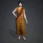 Indian Traditional Saree Orange Colour Download for iClone 7-8