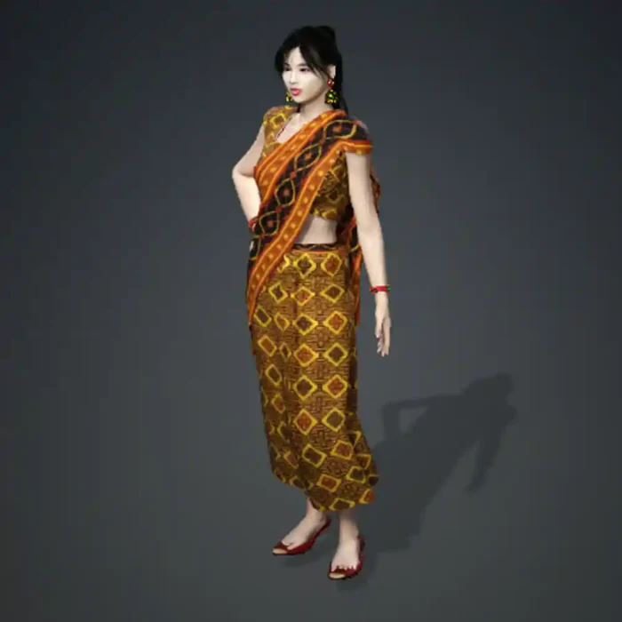 Indian Traditional Saree Orange Colour Download for iClone 7-8 - Image 4