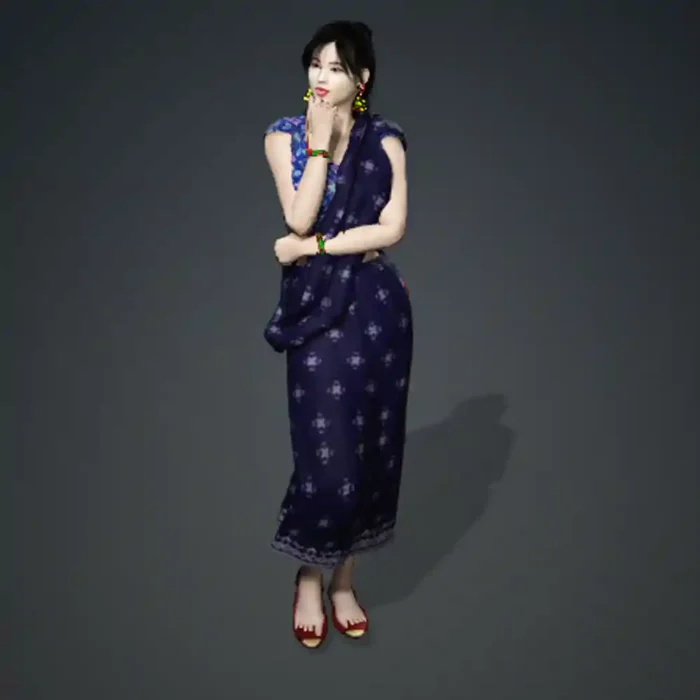 Indian Traditional Saree navy blue Download for iClone 7-8 - Image 1
