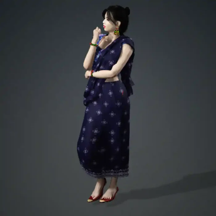 Indian Traditional Saree navy blue Download for iClone 7-8 - Image 4