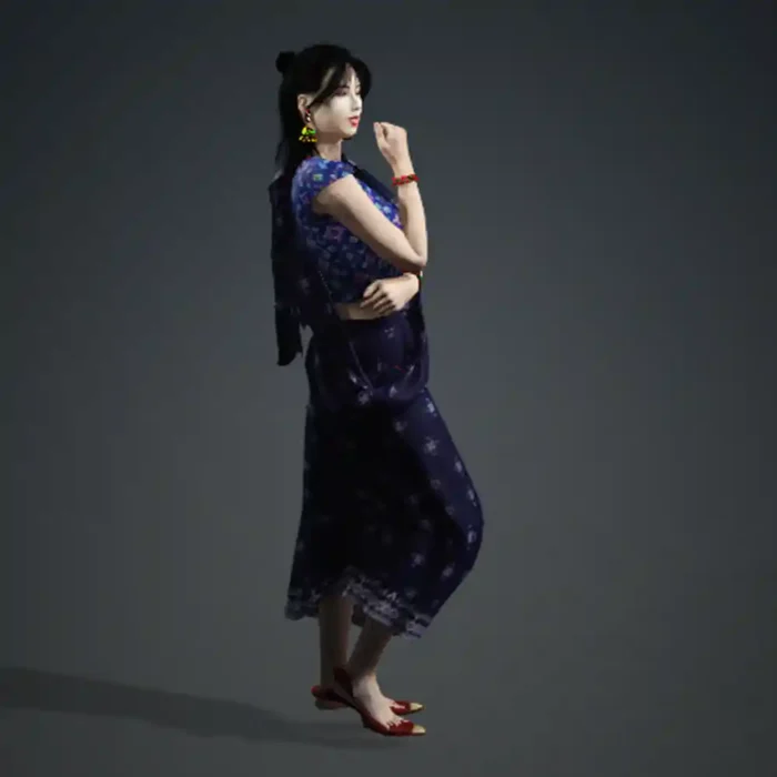 Indian Traditional Saree navy blue Download for iClone 7-8 - Image 2